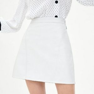 Zara White Faux Leather Skirt